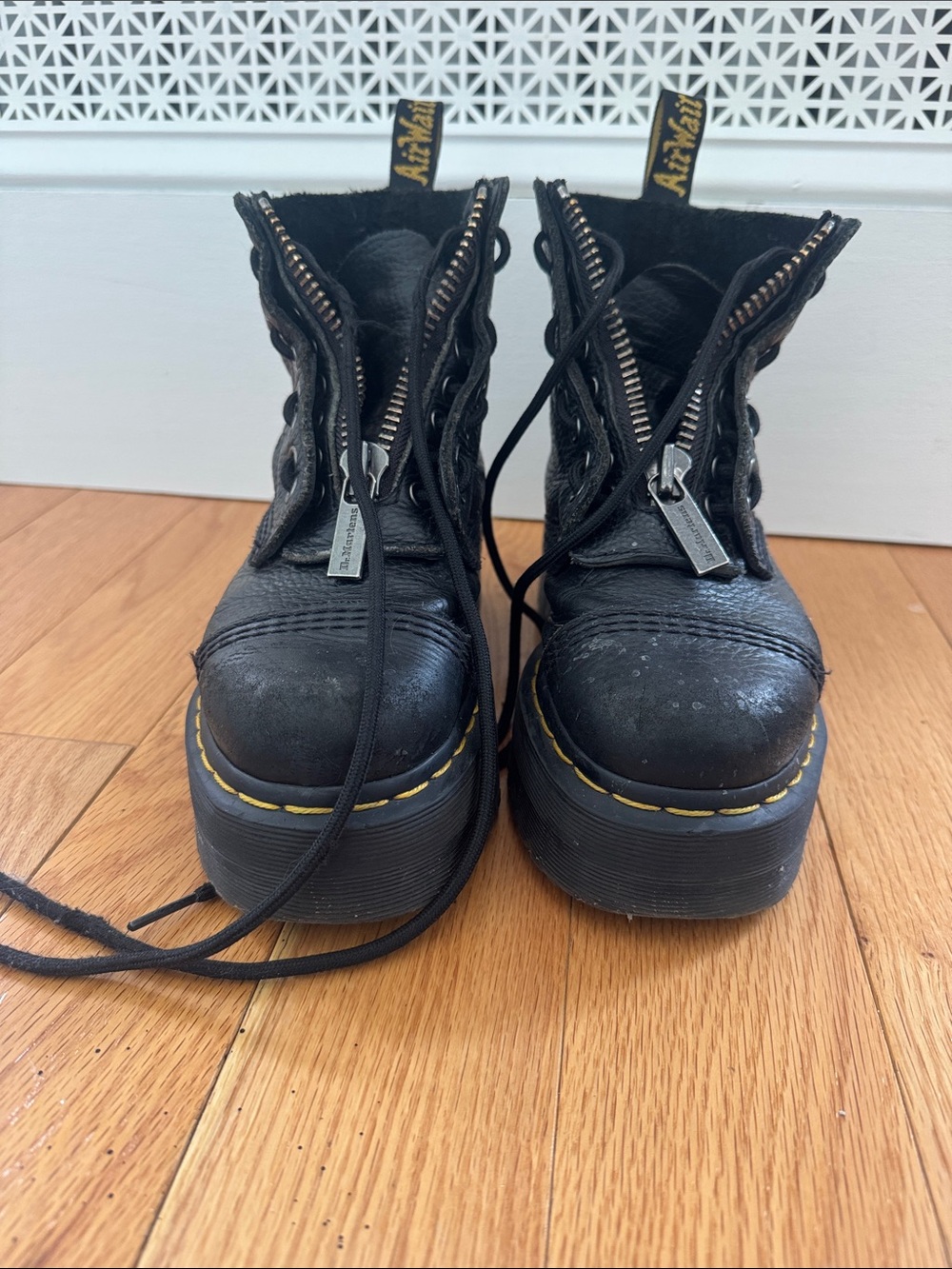 Dr. Martens Black Leather Lace-Up Platform Boots
